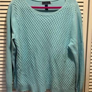 Karen Scott Aqua Textured Women's Cotton Sweater